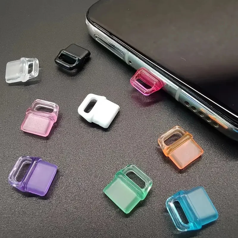10 Protetores de Silicone à Prova de Poeira para Dispositivos USB-C (Cores Aleatórias), Tampas Protetoras Universais para Portas Tipo-C, Capas Impermeáveis para Portas de Carregamento