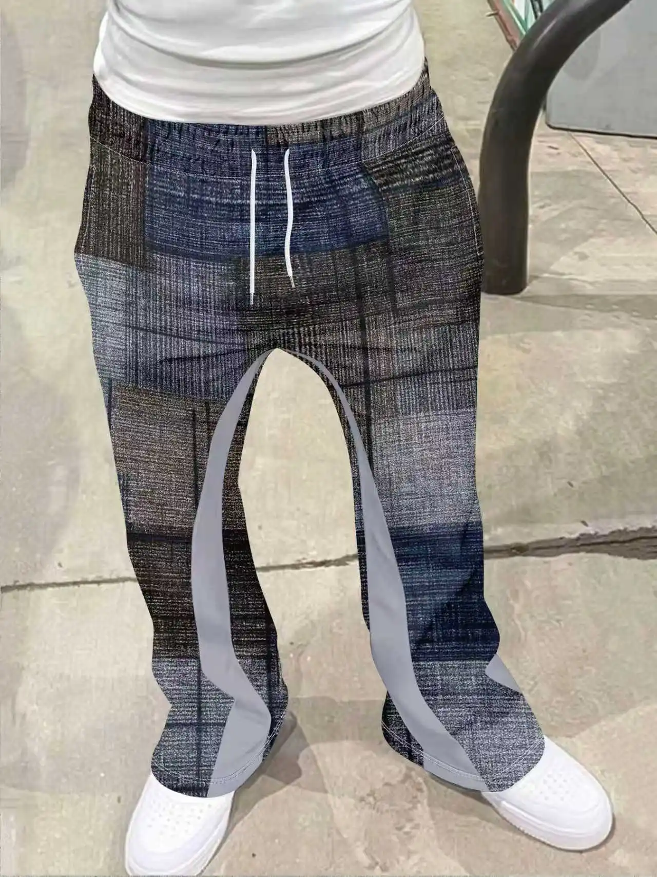 

Мужская уличная одежда, модные брюки на шнурке, уличные пляжные брюки, новый стиль, праздничные модные брюки с принтом, расклешенные брюки в стиле хип-хоп