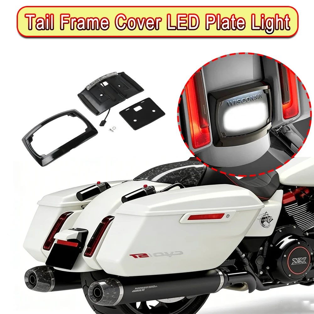

LED Curved Frame For Motorcycle License Plate Relocator For Touring Road Glide Street Glide Electra CVO 2023-2025 Accessories