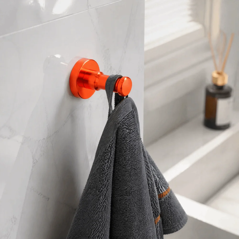 4 PCS Durable Aluminum Towel Hook Orange Black Multi-Purpose Coat Hanger Retro Style Wall Mounted Robe Hook Home Hotel Dorm
