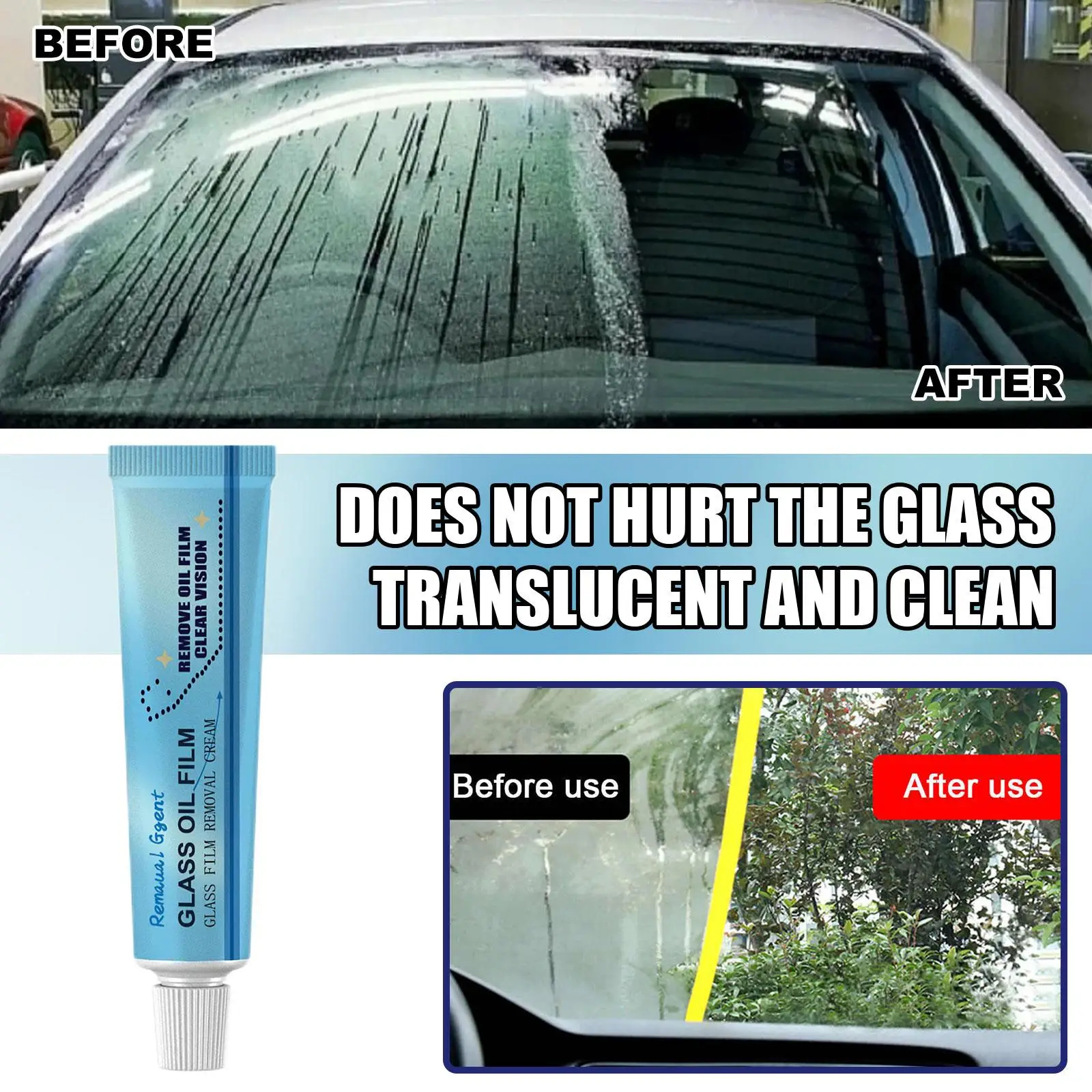 Nettoyant de film d'huile de fenêtre de voiture, dissolvant d'huile, verre de voiture, tache, caractéristique de protection, auto, huile de pare-brise, nettoyant SAF avec éponge