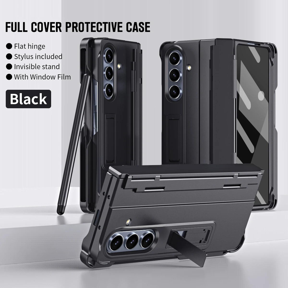 

For Samsung Galaxy Z Fold 7 6 5 4 3 5G New Phone Case Hinge Invisible Bracket Screen Glass Protect Film & Pen ,Shockproof Cover
