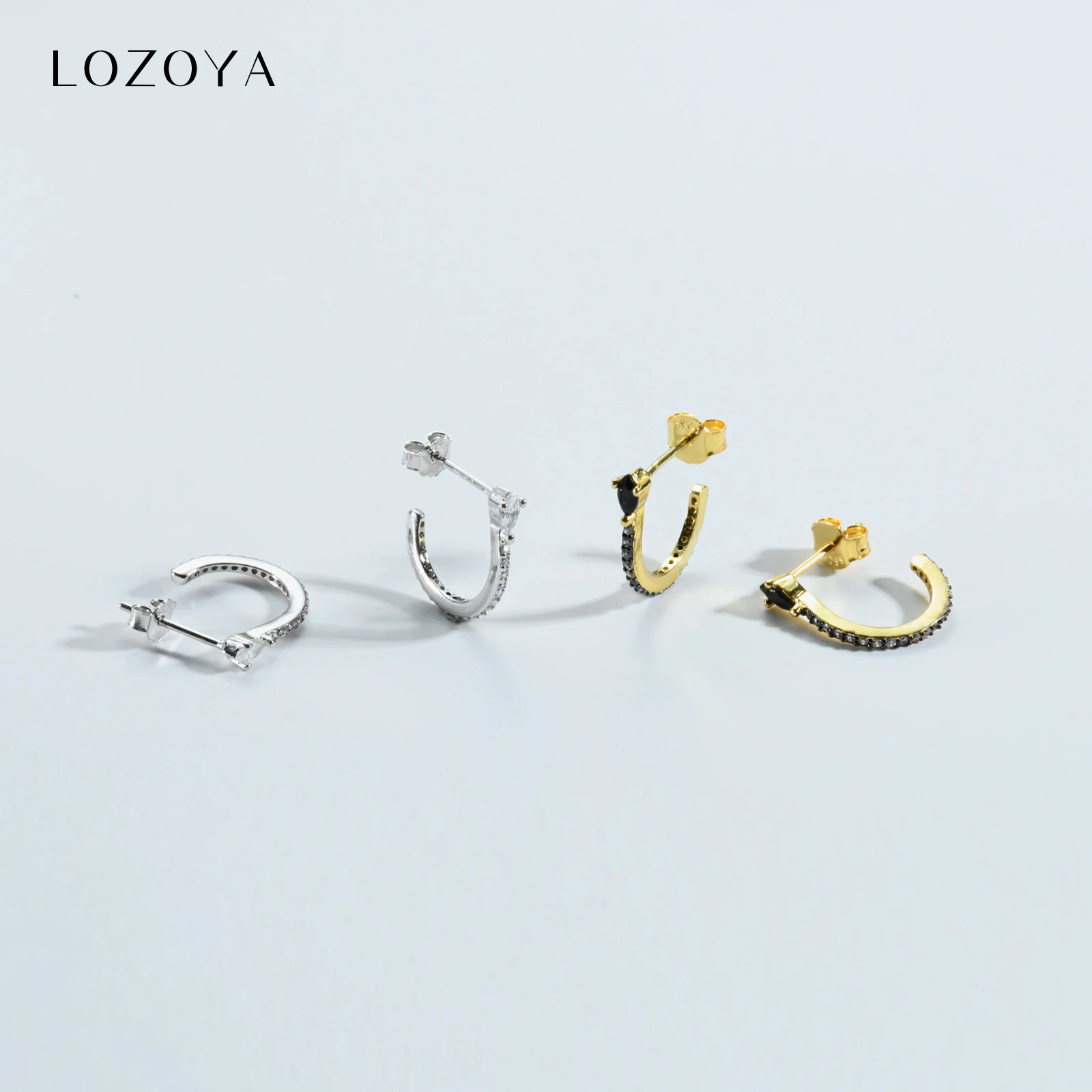 LOZOYA Women 925 Sterling Silver Black Zircon Snake Hoops Earring Piercing Split Plating CZ 2026 Rock Punk Fine Jewelry Gift