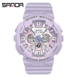 SANDA 6068 Watch ZSK  FEMALE ELECTRONIC WATCH Middle School Student Sports Personality Trend Double Watch Temperament