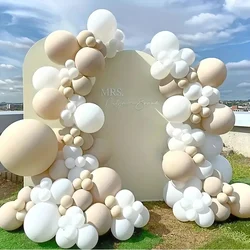 131pcs White Beige Latex Balloons Garland Arch Kit for White Wedding Birthday Anniversary Party Background Decor Supplies