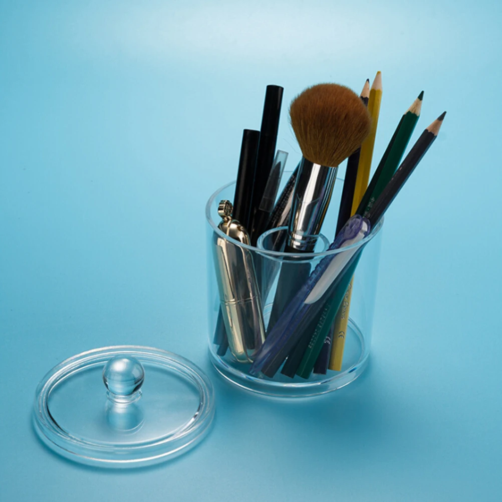 

Transparent Jar Lid for Cotton Balls Swabs Makeup Brushes Dustproof Acrylic Container Bedroom Bathroom ganizer Storage Box