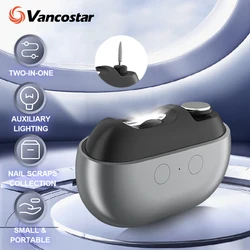 Mini 2in1 Electric Nails Cutter Trimmer Polisher Auto LED Light Nail Dust Collector Portable Rechargeable Automatic Nail Clipper