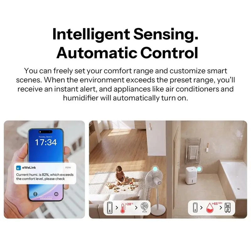 [NEWA08R】 Zigbee Temperature Humidity Sensor VPD And Dew Point Monitoring APP Remote Monitor Work For Google Home Alexa