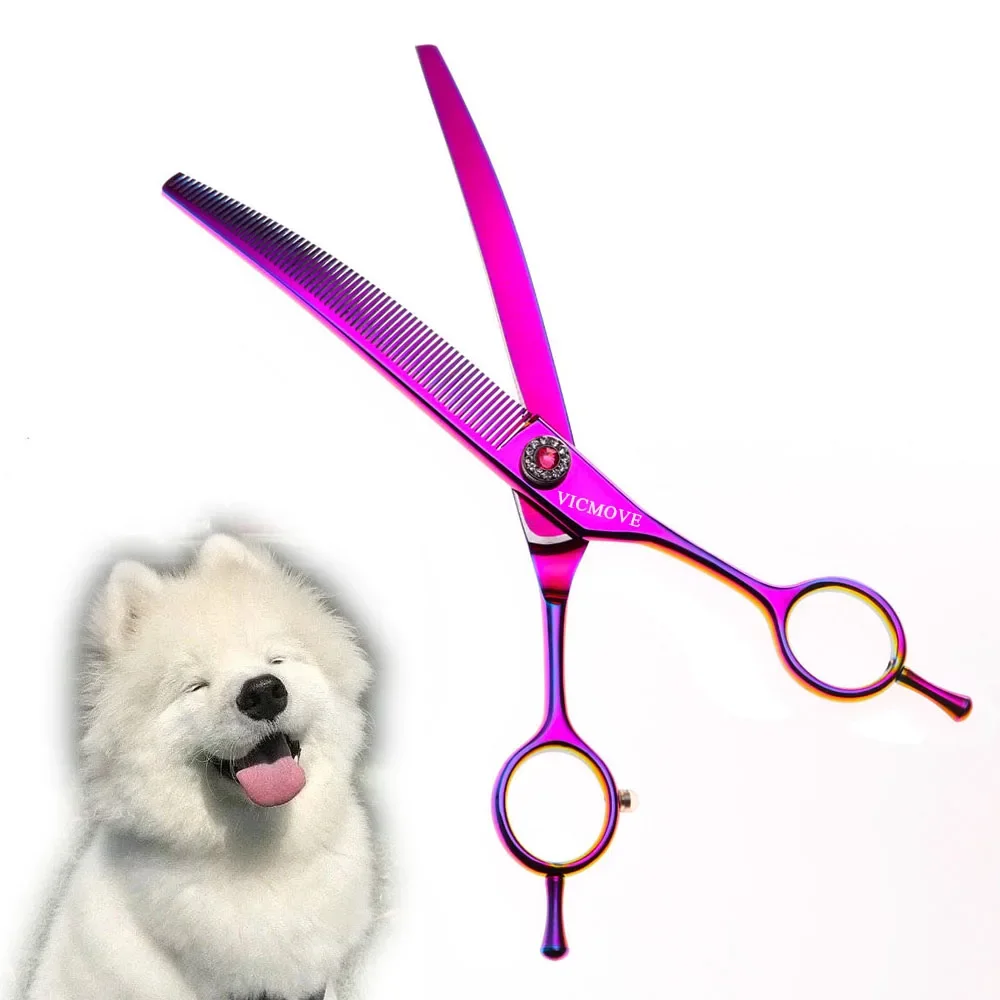 

JP440C 7.0 inch Professional Dog Grooming Shears 69 teeth Curved Thinning Scissors for Dog Face Body Cutiing High Quality