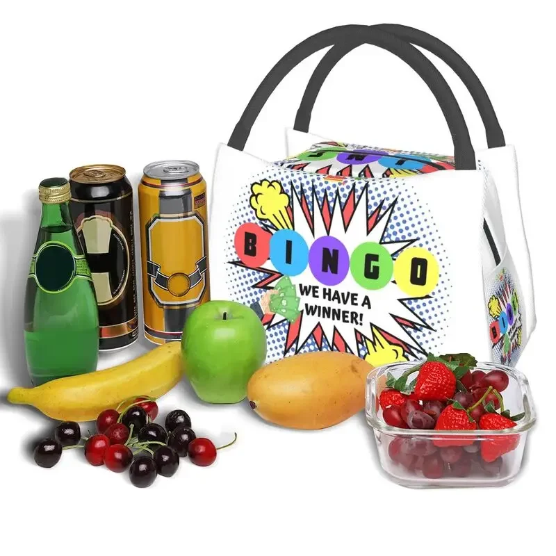 Custom Bingo We Have A Winner Lunch Bag Women Thermal Cooler Insulated Lunch Box for Work Pinic or Travel lunchbag