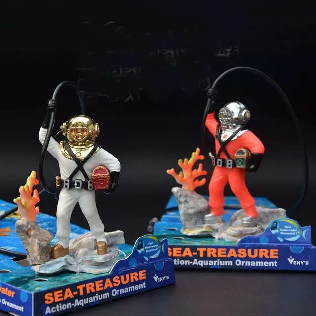 1Pcs Fish Tank Waterscape Frogman Diver Decoration Waterscape Box Ornaments Akwarium Air Pump Akcesoria do akwariów