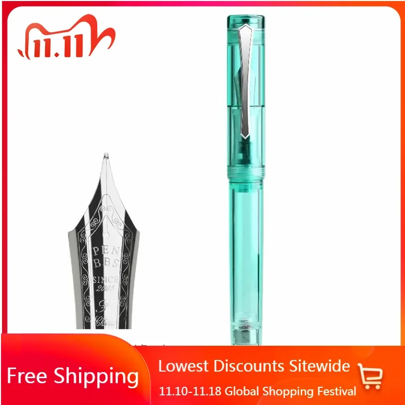 New PENBBS 487  Imported Resin Fountain Pen Magnet Inking Business Writing Practice Blade F 0.5MM Nib Writing Ink Pen Stationery