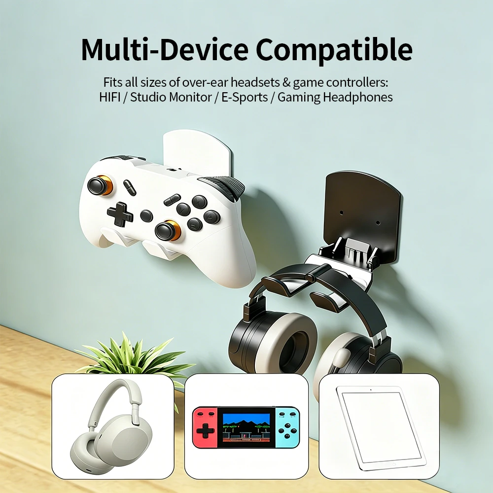 Picture 7: Wall Mounted Game Controller Bracket Base No Punching Required Controller Storage Rack For Gaming Headset Bracket