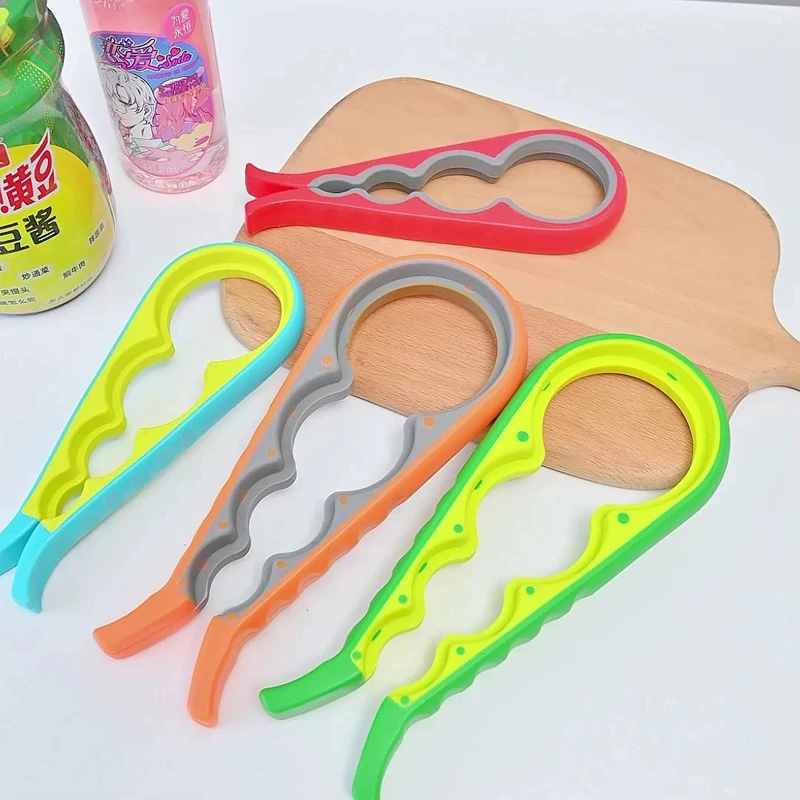 4-in-1 Anti Slip Can Bottle Opener Multi Tool Kitchen Gadget for Beverage Jar Caps Easy Grip Lid Twister Home Essentials
