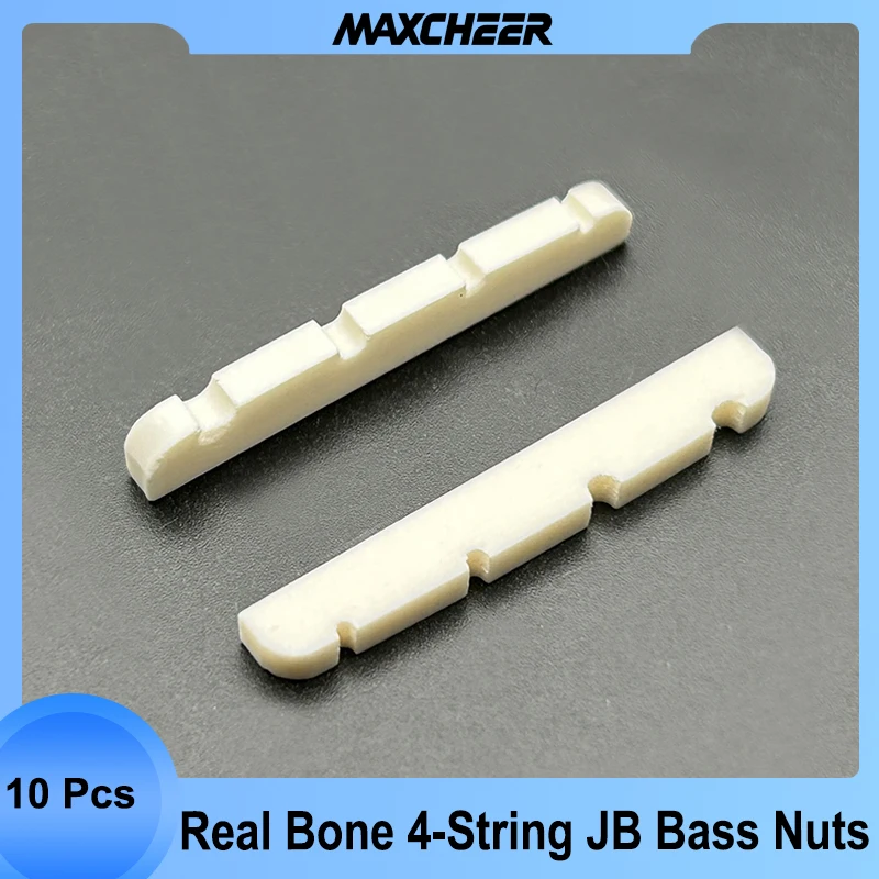Elektrik bas aksesuarları 38/42x3x5.5MM için 10 adet oluklu gerçek kemik 4-String bas fındık