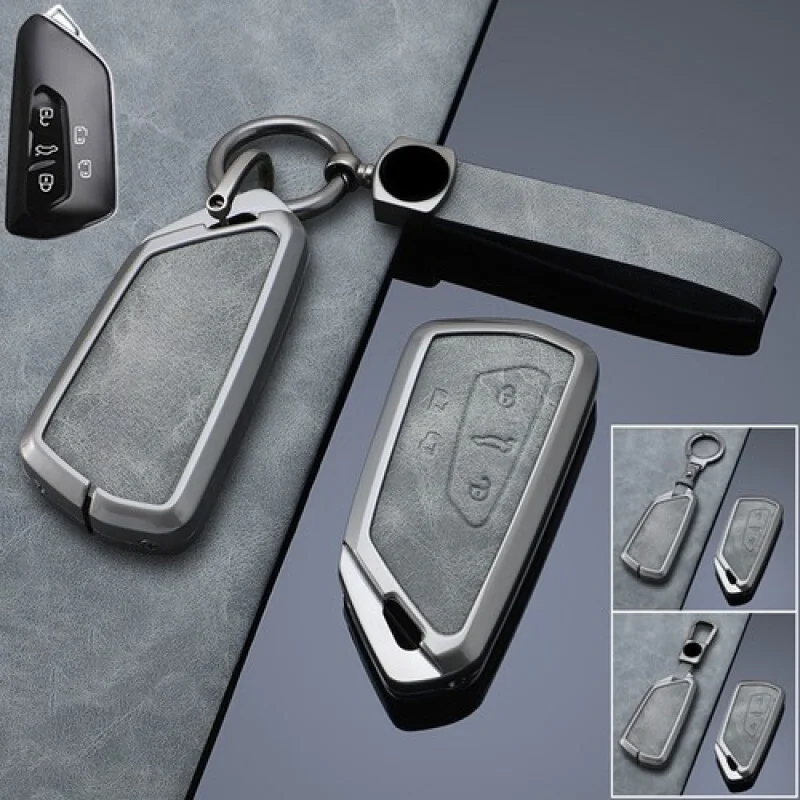 A + سبائك الزنك الجلود مفتاح السيارة فوب غطاء لشركة فولكس فاجن جولف 8 MK8 ID.3 ID.4 Teramon #1