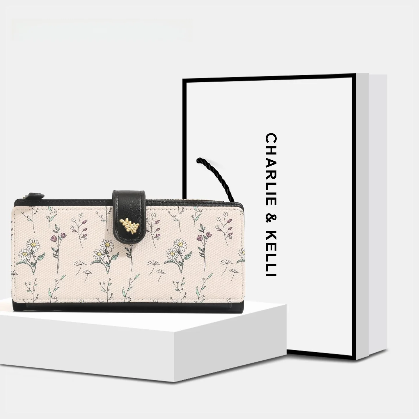 fashionable-long-women's-wallet-card-holder-money-clip-official-charlie-kelli-store-new-2026-floral-pattern-soft-pu-leather