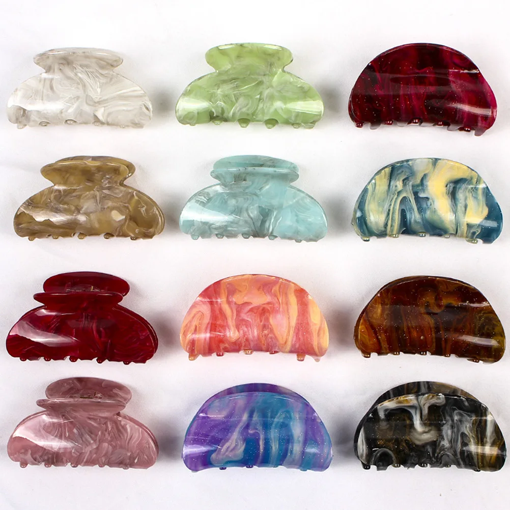 

6pcs Acrylic Clips Strong Hold Claws Marble Design For Thick Thin Curly Hair Fashion Hairpin Accessories Women Claw Clip Hair