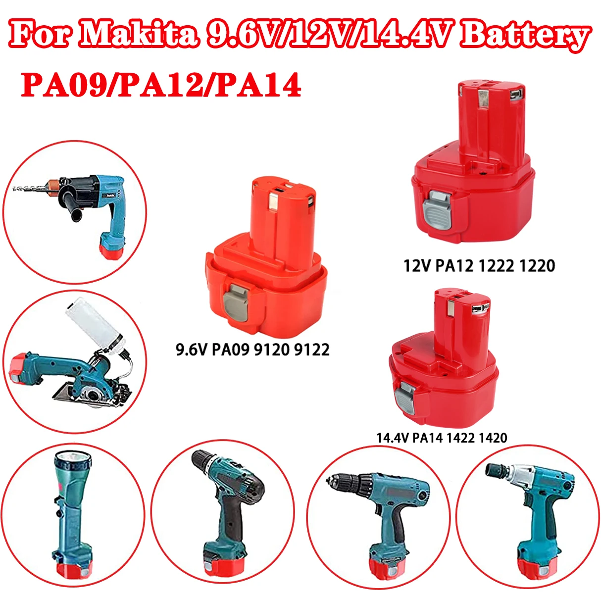 

PA12 PA14 PA09 For Makita 12V 14.4V 9.6V 1200 1220 1222 1235 9120 1422 1420 192600-1 6261D 6207D 6281D 6280D 6343D