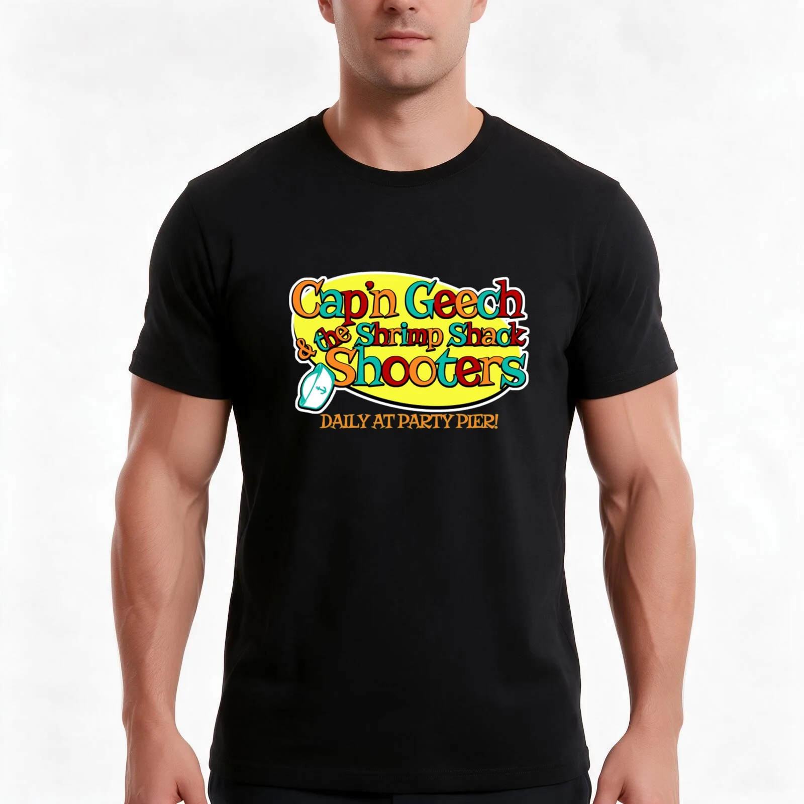Thecontada Captain Geech and The Shrimp Shack Shooters T-Shirt, Summer Casual Cotton Tee, Oversized Streetwear Tops, 100% Cotton