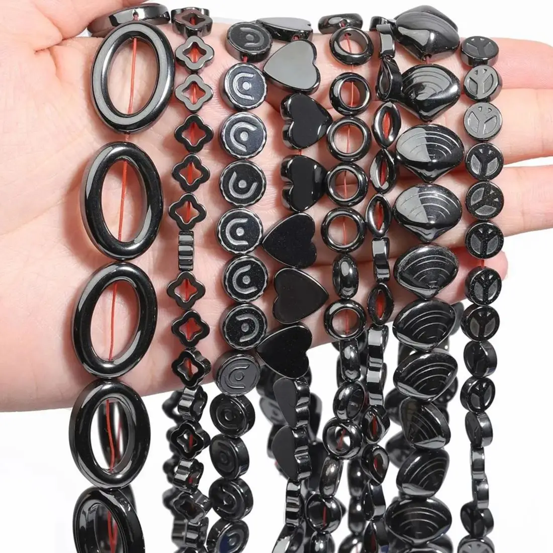 17 Shape Natural Black Hematite Stone Beads Heart Round Irregular Loose Beads for Jewellery Making DIY Bracelet Earrings 15inch