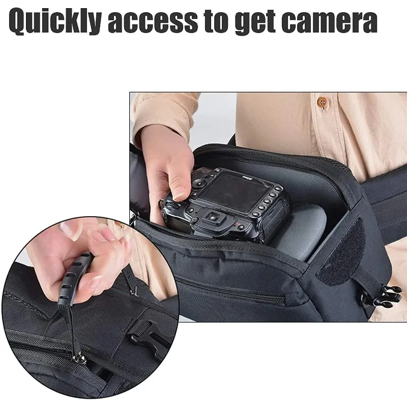 Waterproof One-Shoulder Sling Bag for DSLR SLR Camera Lens Waist Bags for Outdoor Photography Hiking Travel Portable Handbag view 4