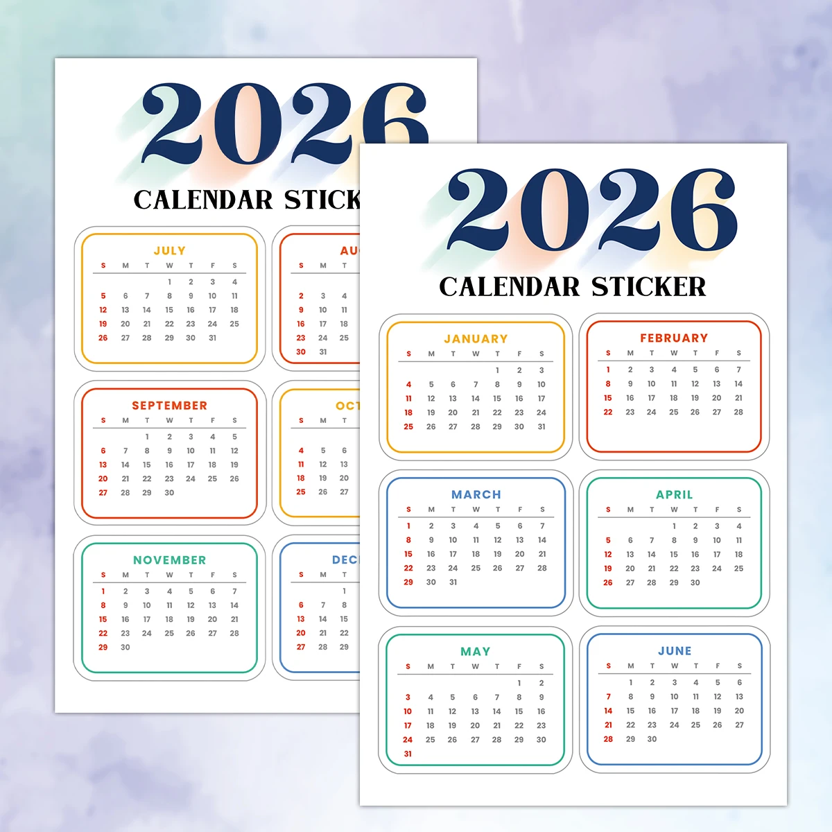 2 قطعة 2026 ملصقات التقويم ، لتخطيط مذكرات مجلة القصاصات الشهرية ، ملصقات الزخرفية لتنظيم المنزل والمكتب والمدرسة #1