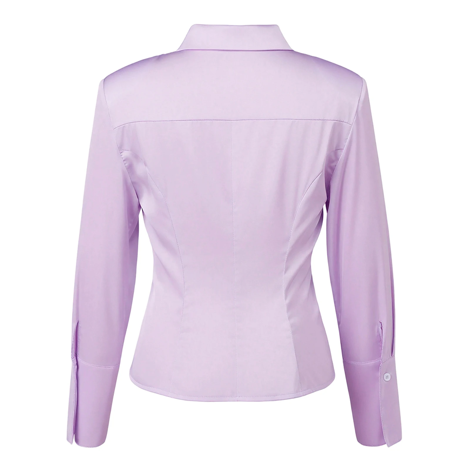 

Womens Shirts Long Sleeve Lapel Collar Button Down Fashion Solid Color Slim Fit Blouses