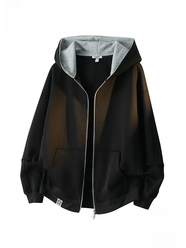 

PaulFrank Bla Hooded Open Cardigan Sweatirt Men's Loose Casual Sportswear Autumn Faionable Large Mouth Monkey Design