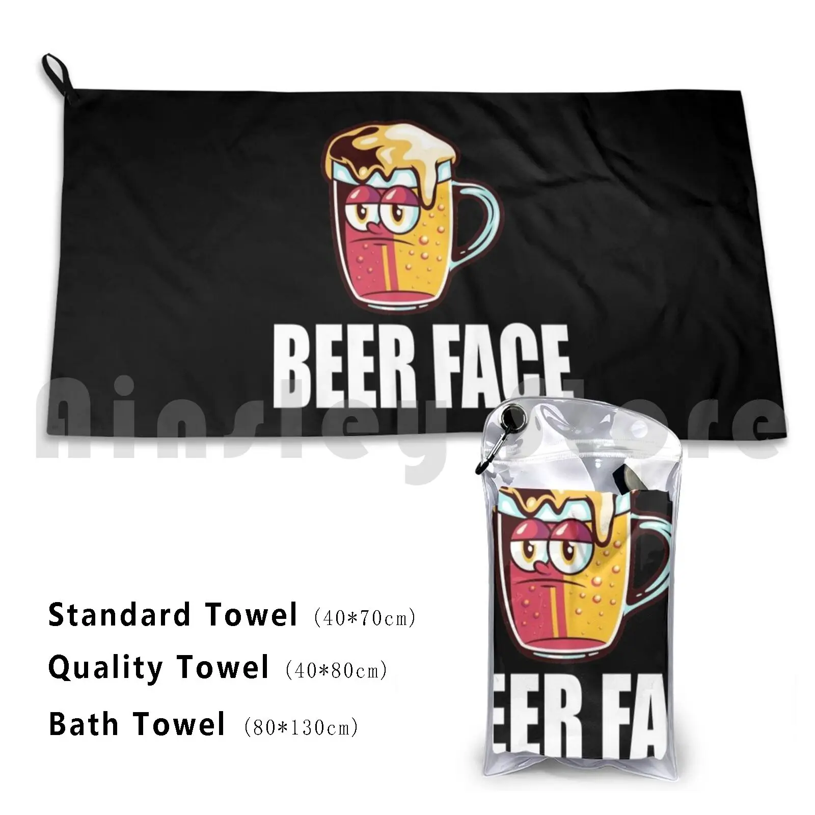 Funny Beer Face Design Custom Towel Bath Towel Beer Beer Lover Love Beer Beers Lager Pale Ale Ipa Brew Beer