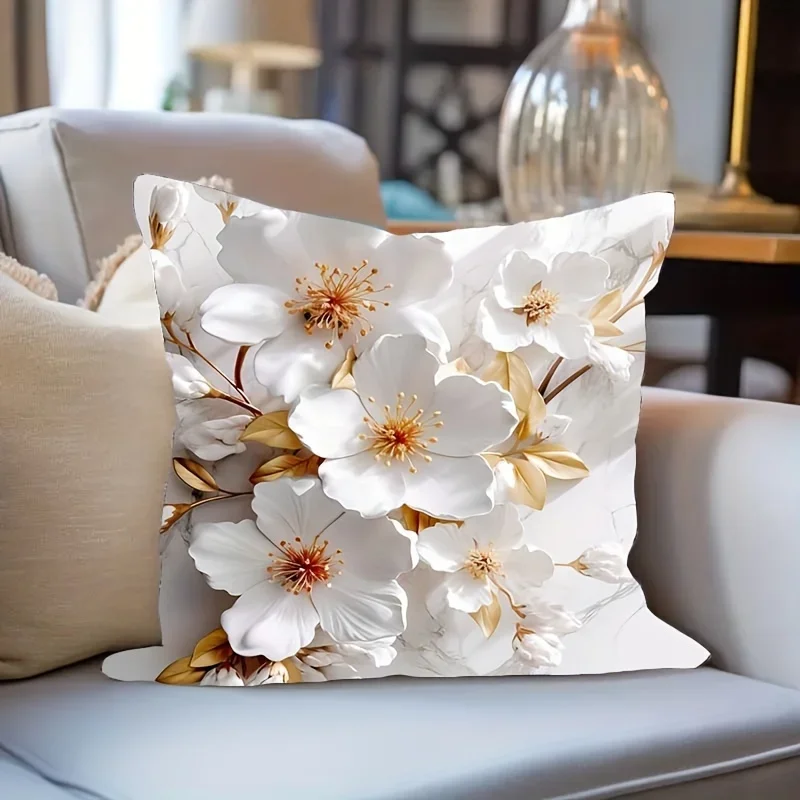 1pc, Super Soft Printed Flowers Fresh Throw Pillow Case，Print Cushion Cover，Home Decoration One Side