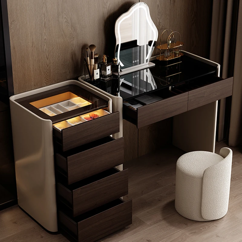 Luxurious Luxury Vanity Stylish Innovative Unique Design Luxury Vanity Black And Brown Tocador De Maquillaje Hotel Furniture