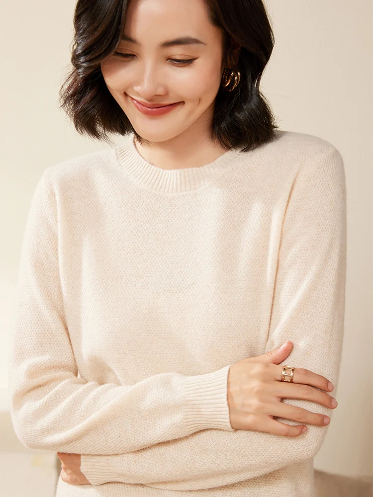 Nuevo Otoño Invierno mujer suéter de Cachemira Jersey ajustado con cuello redondo 100% prendas de punto de lana merina suéter inferior básico Tops populares para mujer