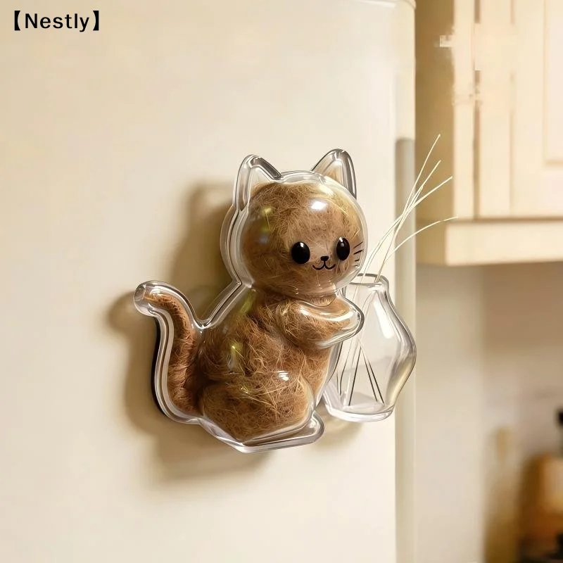 Cute Pet Fur Storage Refrigerator Magnet Transparent Acrylic Pet Cat Fur And Whiskers Memory Capsule Refrigerator Magnet〔Nest〕