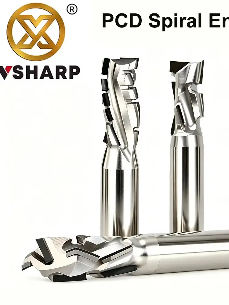 Vsharp Diamantkompressions-Spiralfräser PCD Mais-Schaftfräser Gravur Schlitzen CNC-Werkzeug für Silikatbrett MDF Massivholz