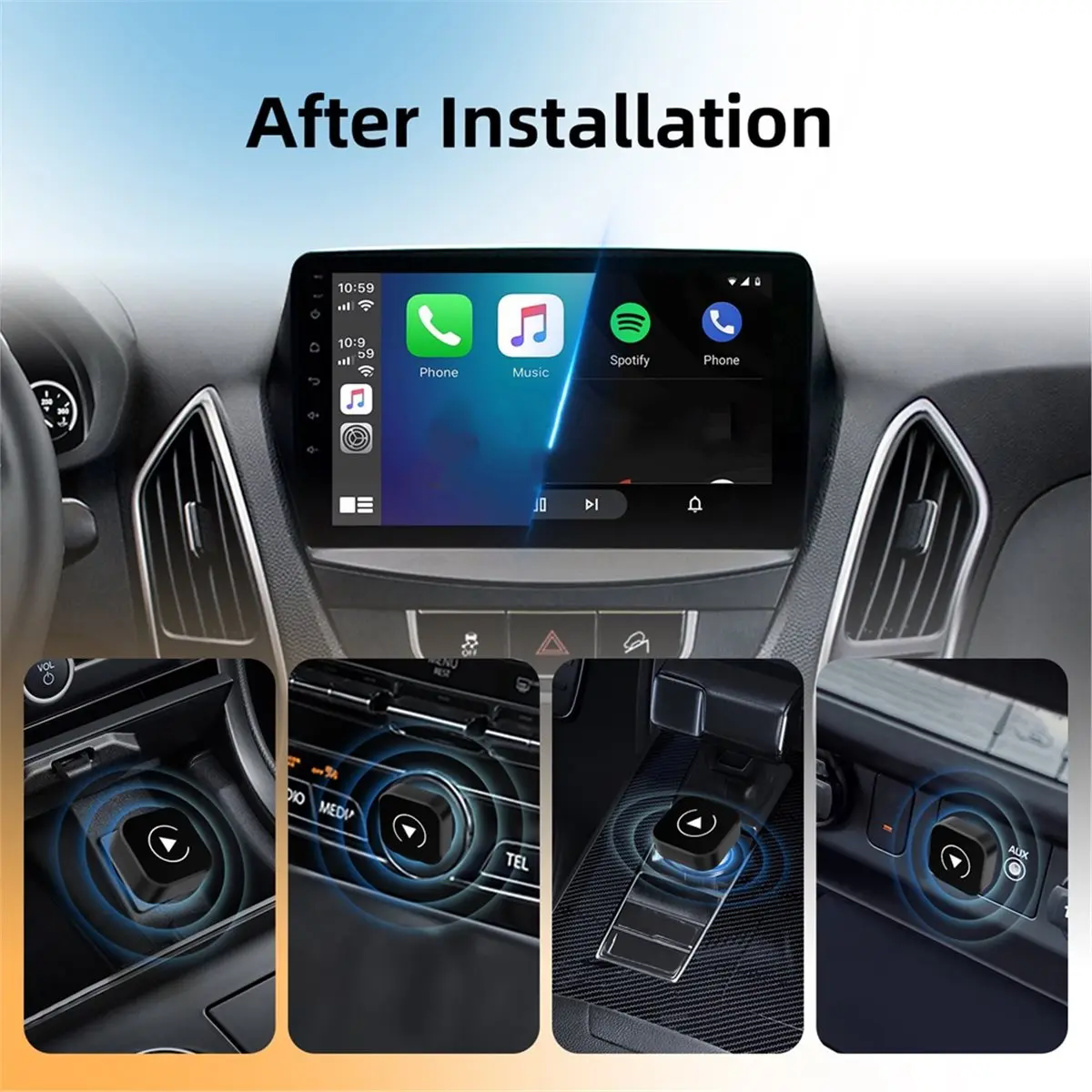 belong Universal 2in1 Wireless CarPlay Auto Adapter Smart Mini Box for Factory Wired Car, Plug and Play