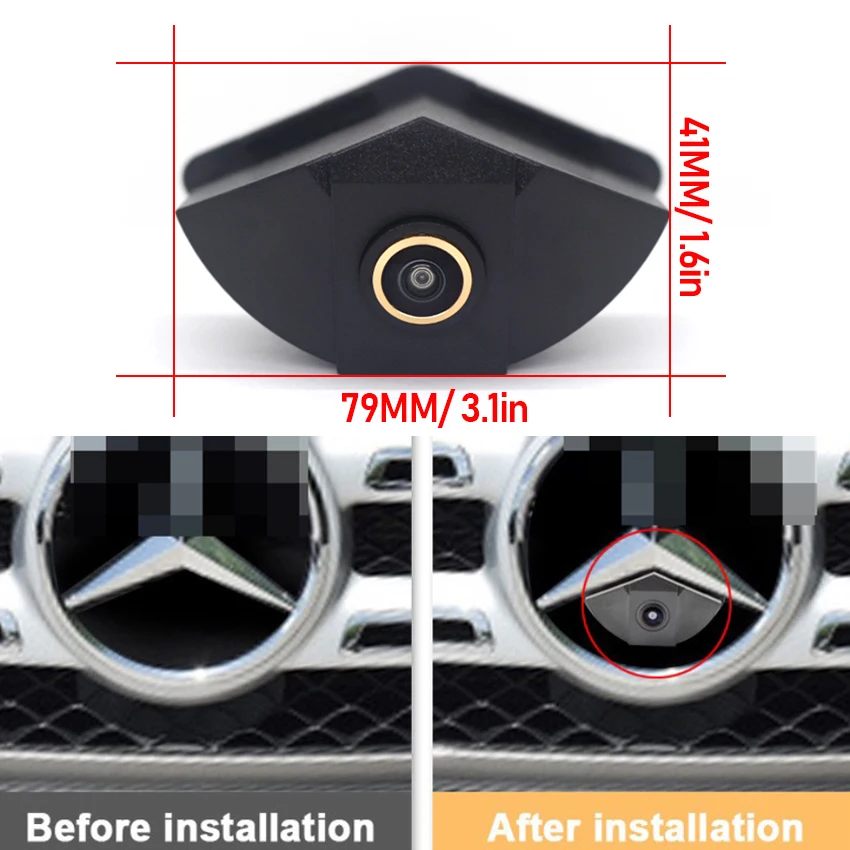 AHD 1080P Fisheye CCD Car Front View Parking Positive Logo Camera For Mercedes-Benz W204 S204 X204 W166 GLK GLC GLE GLA ML Class