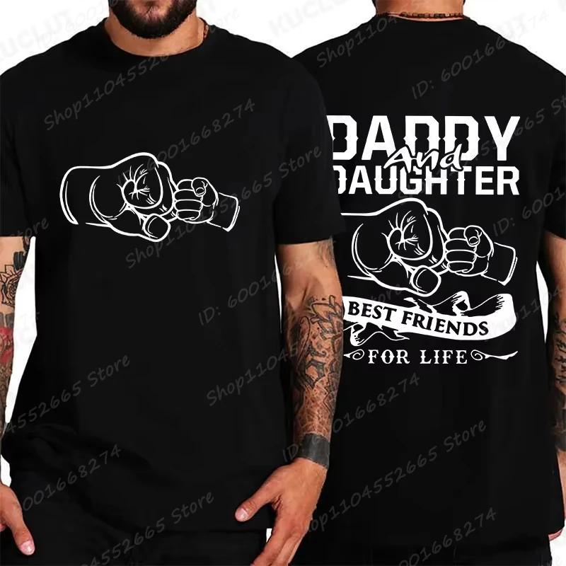 Daddy And Daughter Best Friends For Life Print T-shirts Men Summer Casual Short Sleeved T-shirts Dad Tees Father's Day T-shirts
