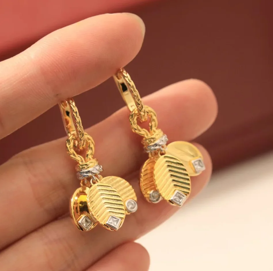 

New 2024 Trend Classic High Quliaty Famous Brand Luxury Jewelry Earrings For Women Zircon Pure 925 Sliver Coffee Leaves Gifts