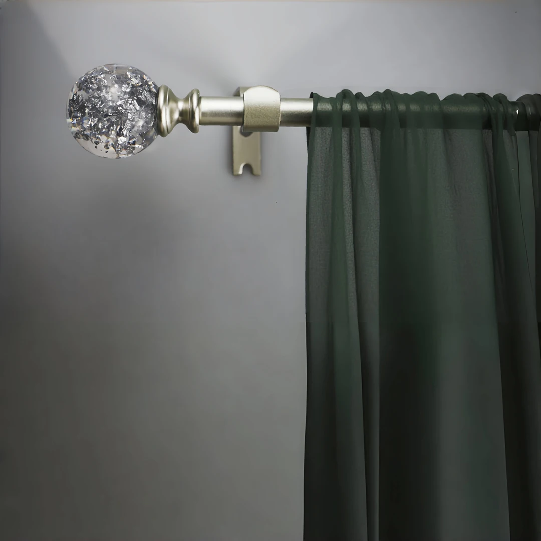 

Серебряные декоративные хрустальные карнизы для штор, сверхмощные регулируемые карнизы для оконных штор для спальни, с прозрачными блестящими фольгинами