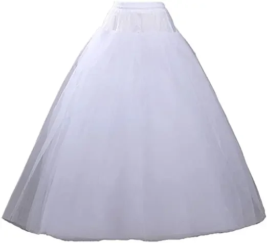 

Women's 3 Layers Tulle A-Line Floor Length Hoopless Petticoat Underskirt Slips Wedding Accessories