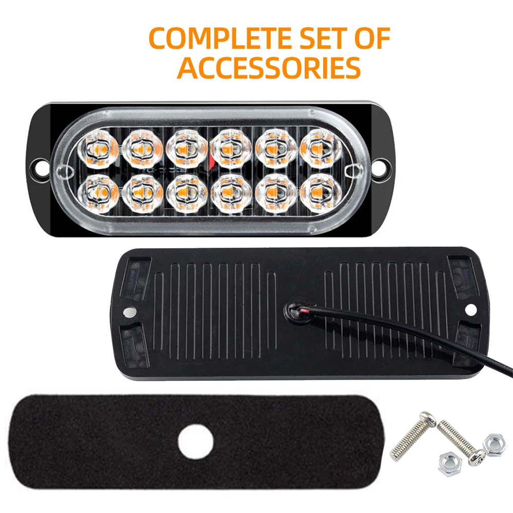 12 светодиодов, аварийная подсветка для автомобиля, задняя подсветка для грузовика, прицепа, внешняя подсветка, желтого цвета, 12 В, для автомобильных аксессуаров, KO