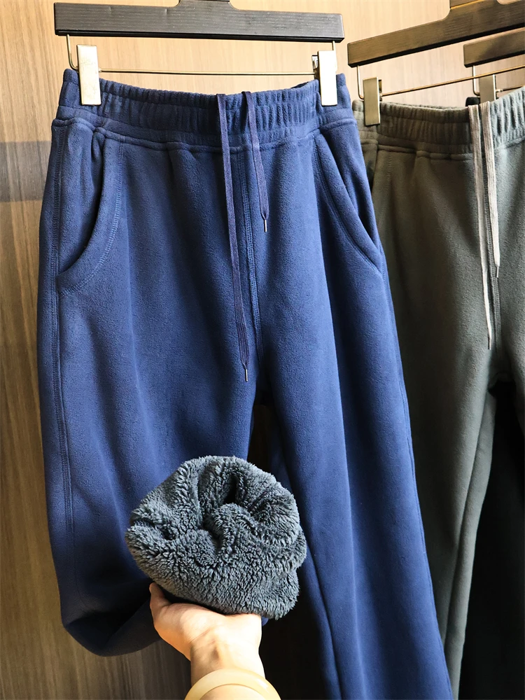 

Men's Fce Coral Velvet Thi Warm Winter Casual Pants Straight Leg All-Match Leisure Trousers Polyester Fiber Straight Cut