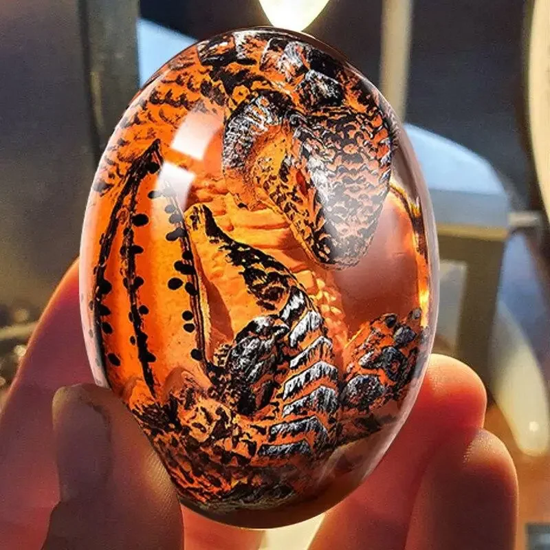 Crystal Transparent Resin Statue Dragon Egg  Dinosaur  Souvenir  Craft Luminous Handmade  s Home Decor Gift