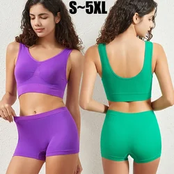 Women Seamless Bra Set Female Bra Tanks Low Waist Boyshorts Underwear Sexy Casual Sports Panties Lingerie Set S-5XL Intimates