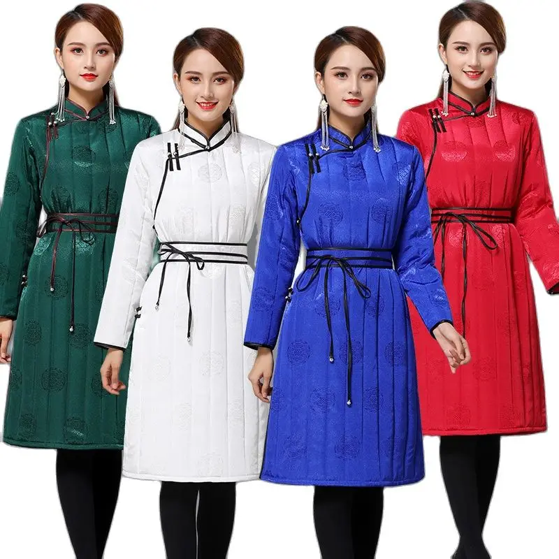 Winter Frauen wattierte Jacke elegante traditionelle chinesische Retro ethnischen Mantel warme Outwear weibliche dicke Tang Anzug Top