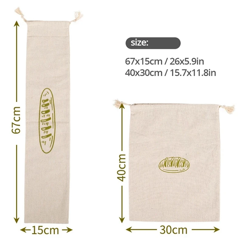 Bolsas de pan de lino reutilizables, bolsa con cordón para pan artesanal casero, bolsa de almacenamiento de pan de lino
