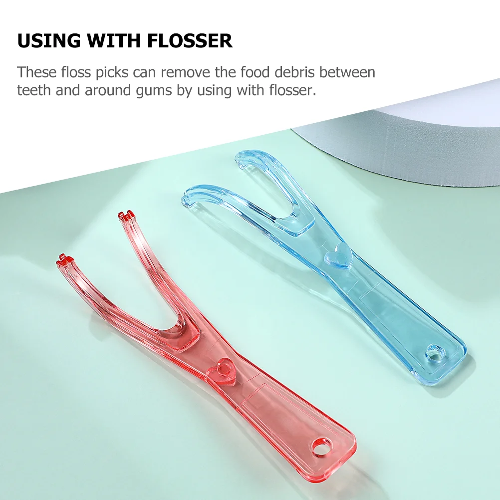 2 pçs suporte de fio dental confortável substituível fio dental palhetas de plástico chaves flosser threaders