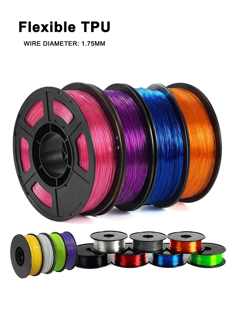 Elastisches Flexibles TPU Blaues 3D-Drucker-Filament 1,75mm 500g 250g Transparentes Rotes, Schwarzes Gummimaterial-Rollenset für 3D-Druck – Detail 2