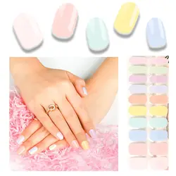 16/20Tips Semi-Cured Nail Wraps Flash Solid Adhesive Waterproof Long Lasting Gel Nail Stickers for UV Lamp Need Manicure